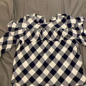 Gingham Style Ruffle Shirt